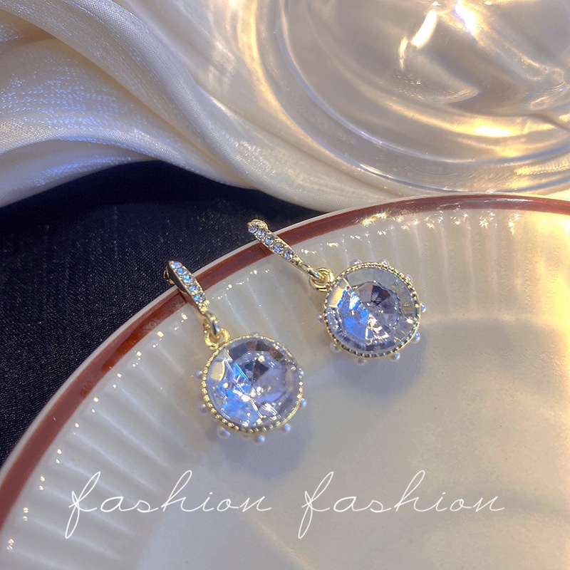 Khuyên Tai Hình Học Cao Cấp Phong Cách Hàn Quốc 2022 Đính Đá Zircon Sang Trọng