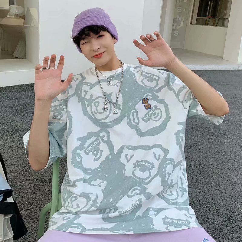 Áo Thun Nam Cổ Tròn Dáng Rộng Tay Lỡ Thời Trang Size M-3XL