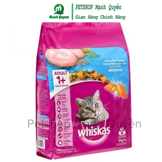 Thức Ăn Cho Mèo WHISKAS. Hạt Ăn Cho Mèo Lớn Túi 3kg, Cho Mèo Túi 400g