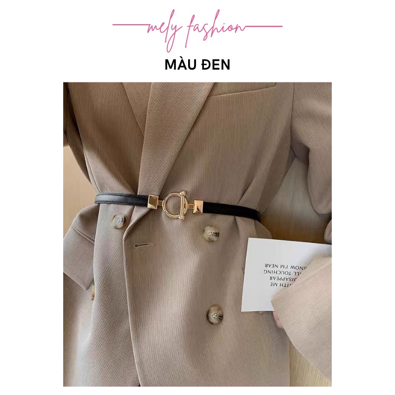 Dây đai nịt váy áo vest blazer trơn mặt tròn thắt lưng bản nhỏ màu đen trẻ trung cá tính TL07