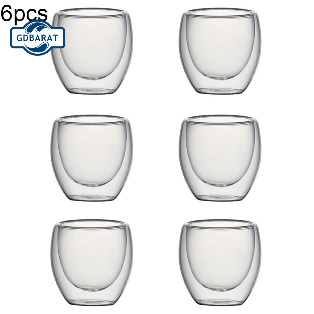 Set 6 Cốc Thủy Tinh Hai Lớp Cách Nhiệt 80ml