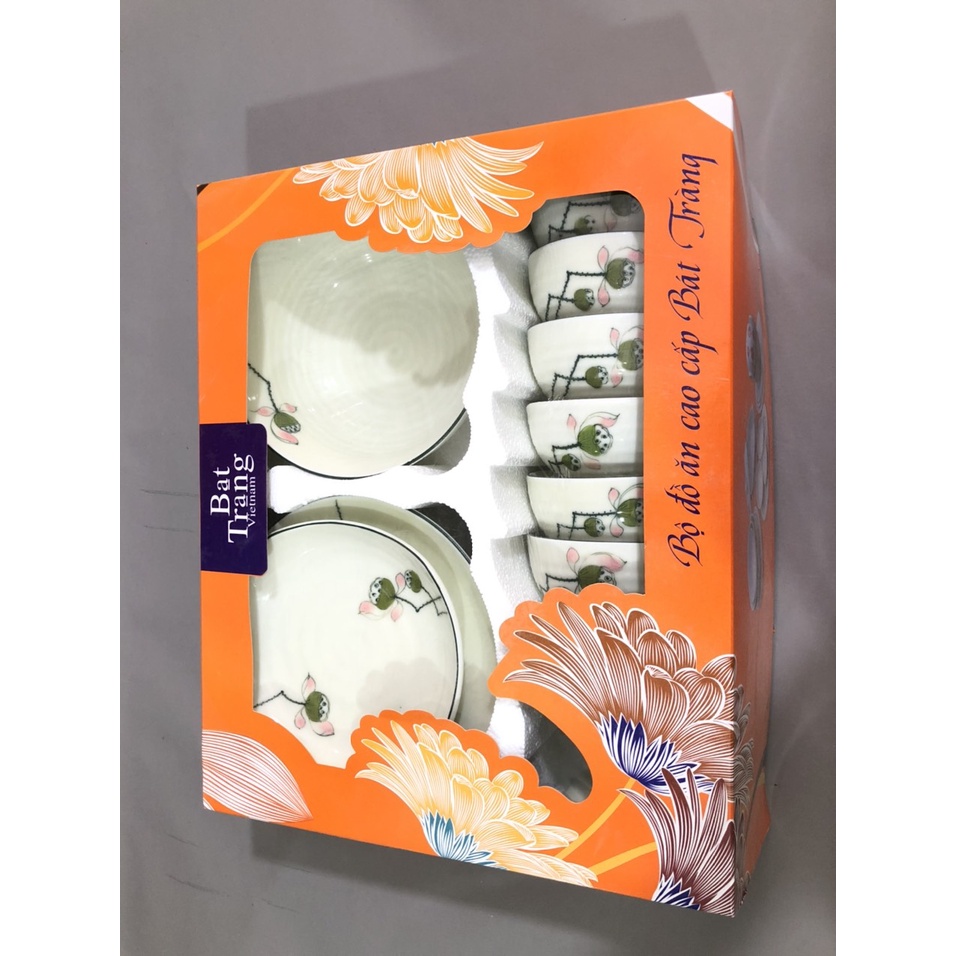 Bộ bát đĩa quà tặng Bát Tràng 11 món cao cấp