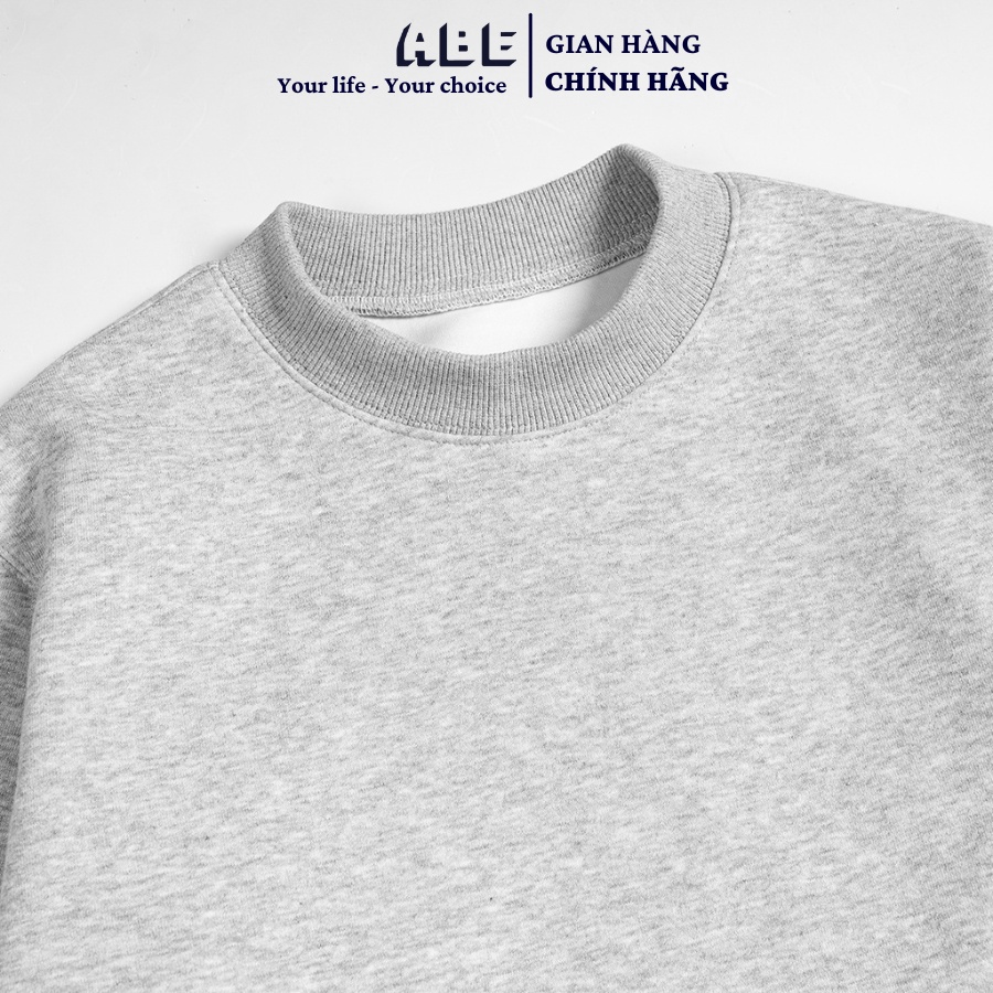 Áo Sweater Unisex ABE Nỉ bông dày dặn trơn basic, Freesize dưới 70kg