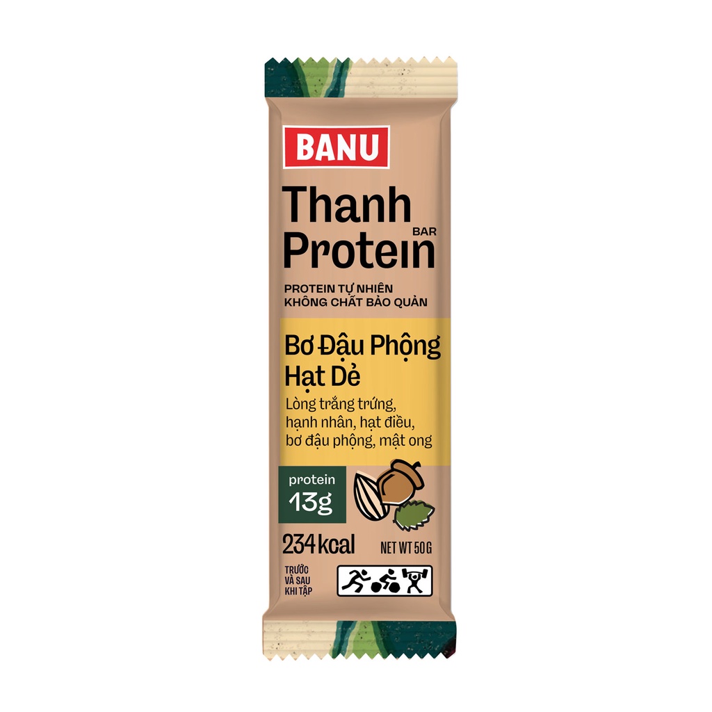 Thanh năng lượng protein Banu – Bơ đậu phộng, hạt dẻ