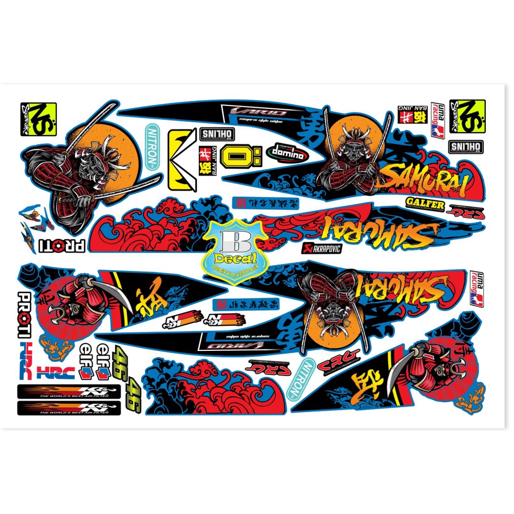 ( Quí khách vui lòng mang ra tiệm cho thợ dán ) Tem vario 150 samurai xanh