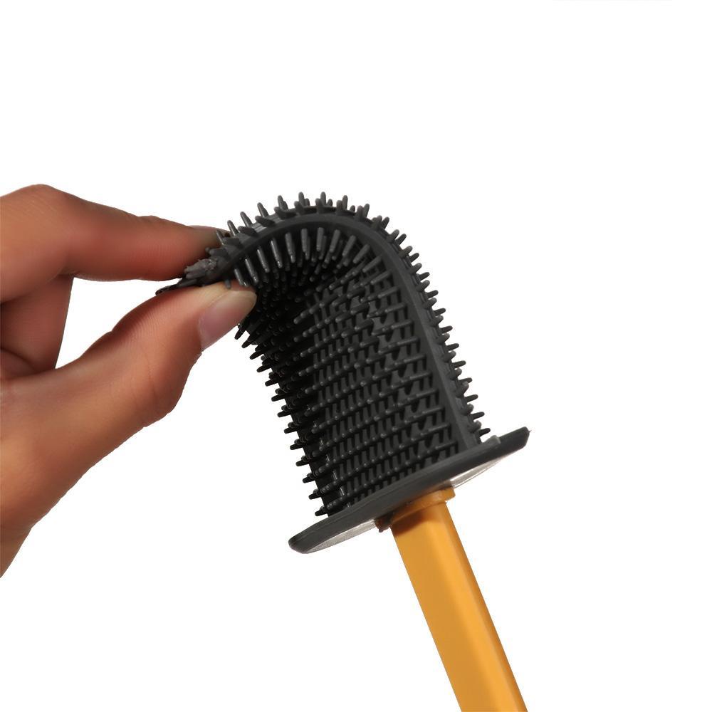 PISTA Bàn Chải Cọ Bồn Cầu Bằng Silicone Cán Dài Linh Hoạt