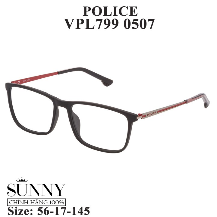 Gọng kính thời trang chính hãng Police VPL799, thiết kế dễ đeo bảo vệ mắt