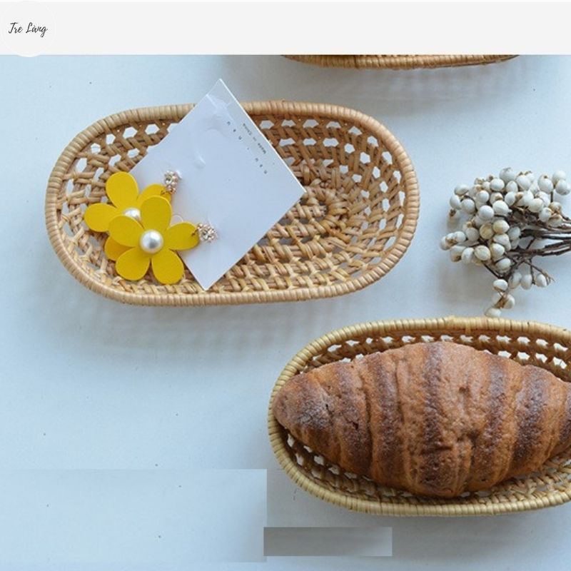 Khay mây đựng đũa thìa decor siêu xinh thân thiện với môi trường