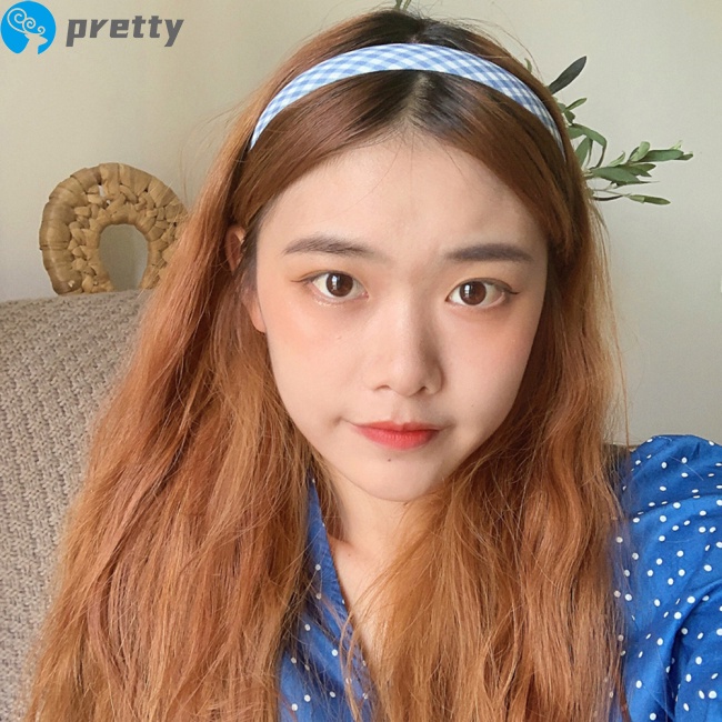 Băng đô cài tóc vải họa tiết hoa/ chấm bi/ kẻ sọc tông màu xanh dương phong cách retro dễ phối đồ xinh xắn