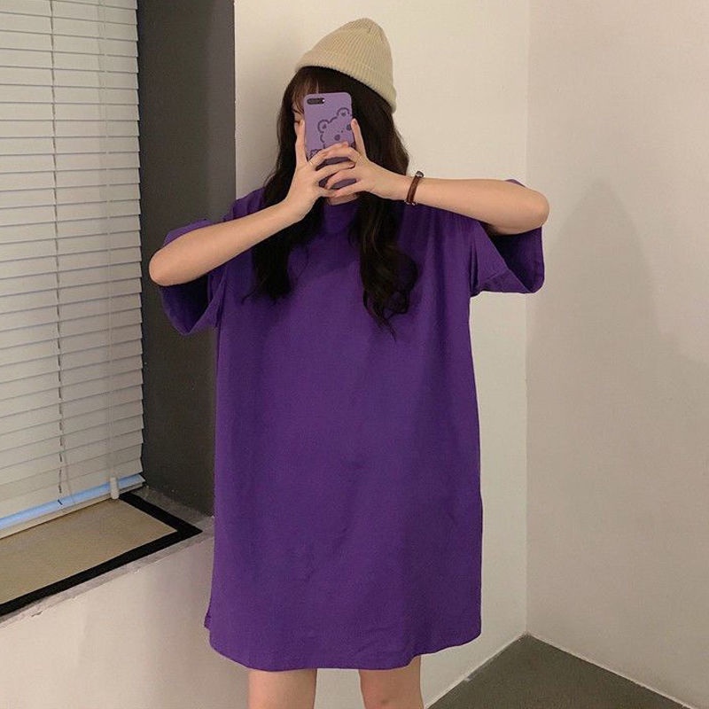 Yuanda Hàng Có Sẵn [Hàng Có Sẵn] Đầm Ngủ Pajama Màu Xanh Navy Dáng Rộng Tay Ngắn Thời Trang Mùa Hè Cho Nữ Sinh Và Học Sinh