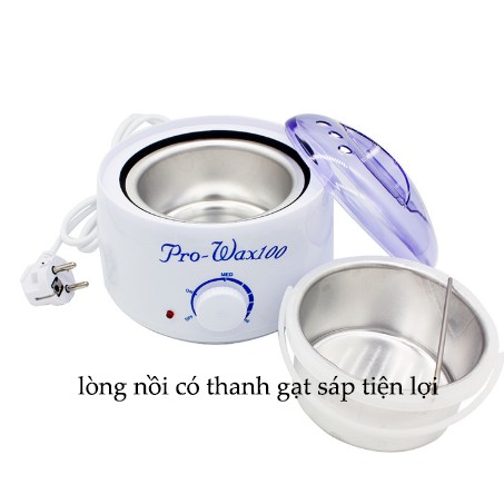 Nồi nấu wax sáp hạt đậu tẩy lông chuyên dụng triệt lông tặng kèm sáp que- thiết bị tẩy lông combo nồi wax pro 100