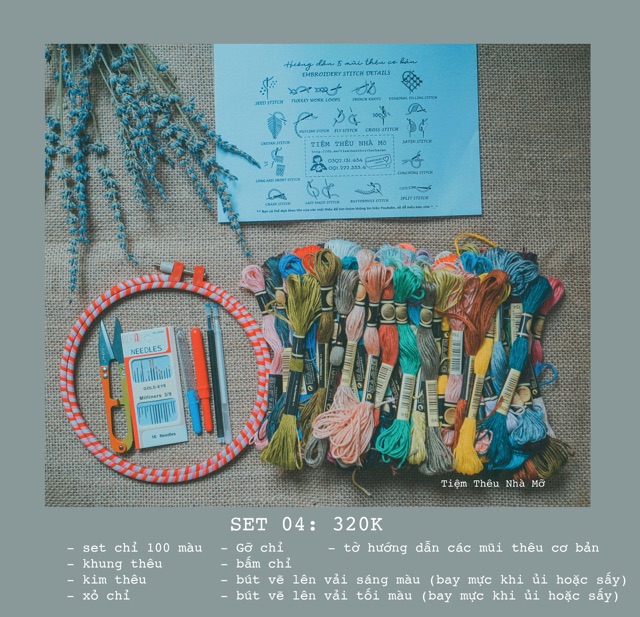 Set dụng cụ thêu cơ bản cho người mới bắt đầu