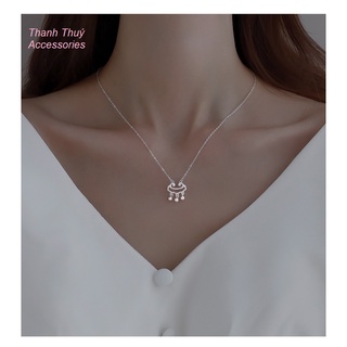 Dây chuyền nữ vòng cổ nữ bạc S925 mới đơn giản mặt dây chuyền khóa trường thọ trang sức thời trang dây chuyền