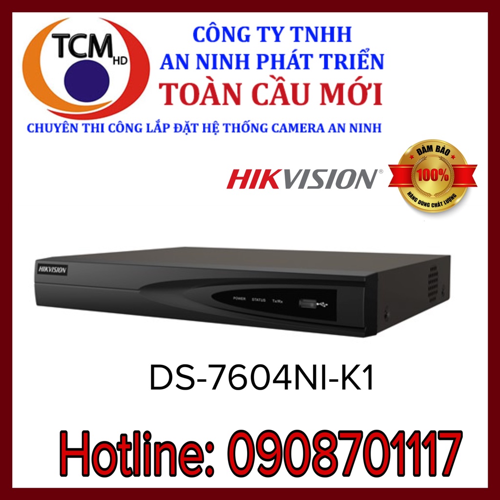 Đầu ghi hình camera IP 4 kênh Ultra HD 4K HIKVISION DS-7604NI-K1