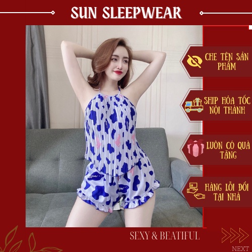 Bộ Đồ Ngủ Mặc Nhà Dập Ly ⚡ SEXY GIRIL  ⚡ Bò LaTin Mát Mẻ, Ôm Gọn Dáng Mềm Mịn Mẫu Mới Nhất 2021- Size: < 60Kg - Sun Shop