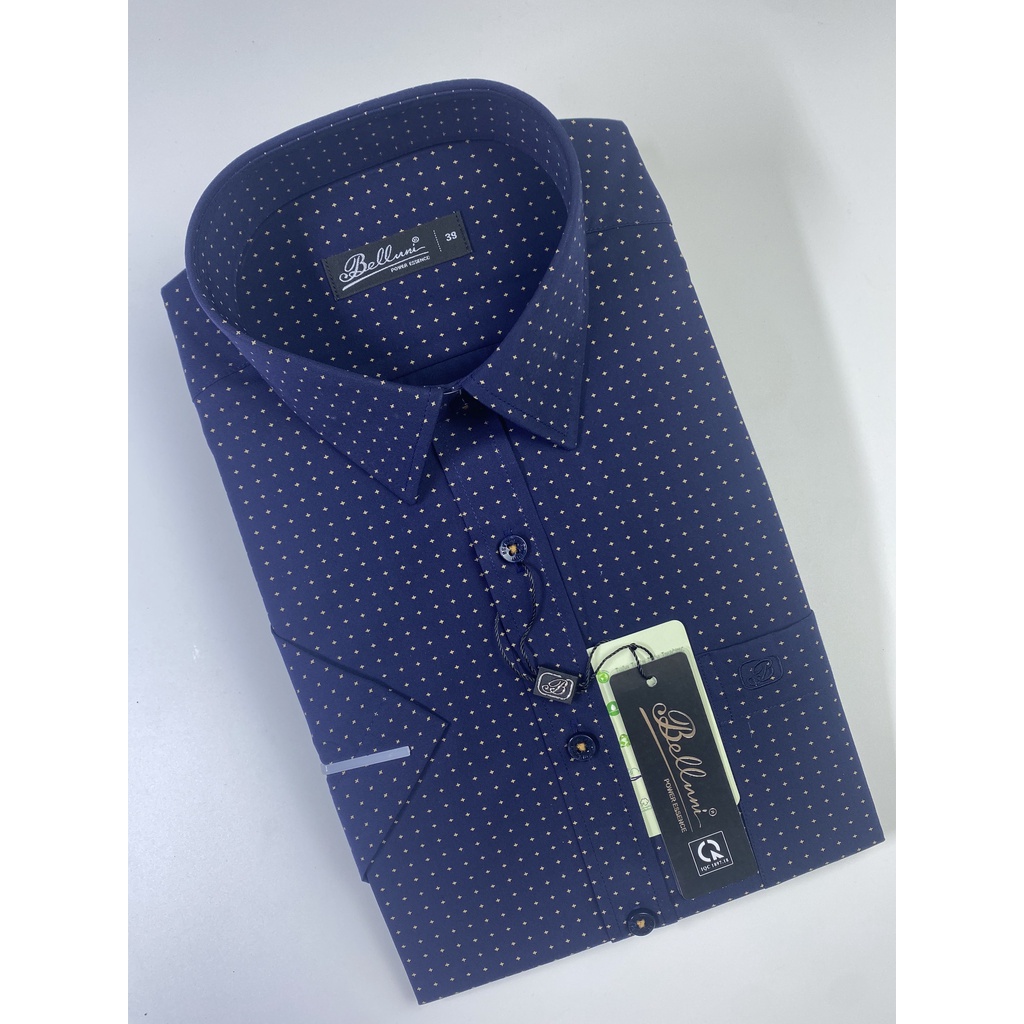 Áo Sơ mi nam ngắn tay Belluni chất Banana thoáng mát ít nhăn hoạ tiết sang trọng ABN.BAN.BE.208.B