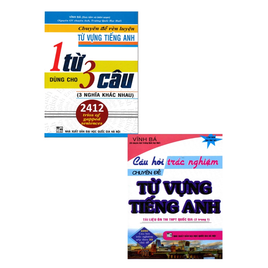 Sách - Combo chuyên đề rèn luyện tiếng anh , câu hỏi trắc nghiệm chuyên đề từ vựng tiếng anh