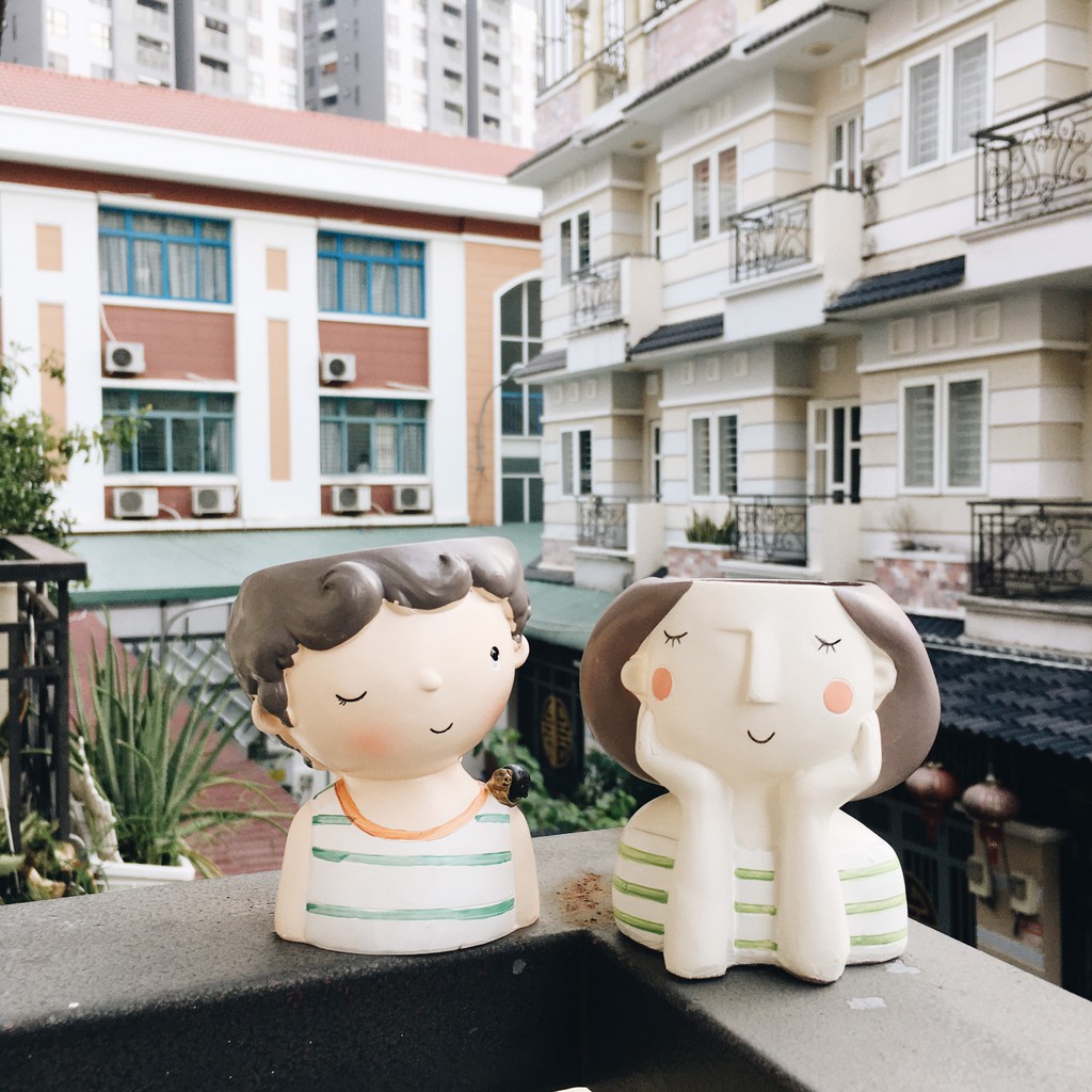 Chậu Cây Đất Sét Nhật hình ChiBi
