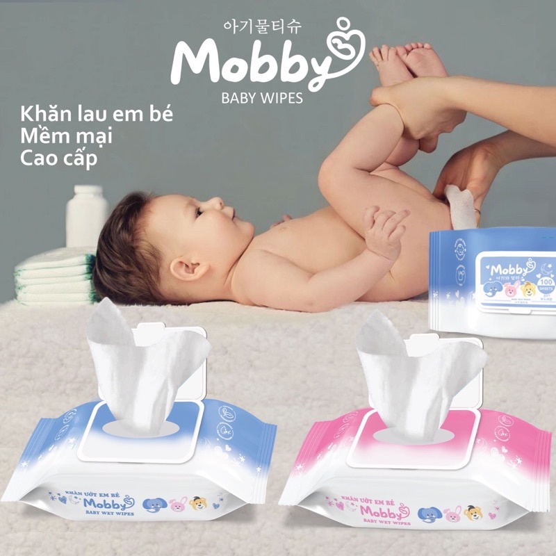 Khăn ướt em bé cao cấp Hàn quốc MOBBY 100 tờ