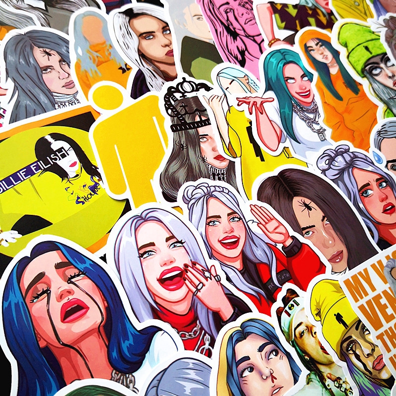 ❉ Billie Eilish Series 02 - Pop Singer Superstar Stickers ❉ 52Pcs/Set DIY Fashion Mixed Doodle Decals Stickers