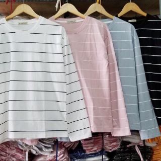 Áo thun sọc phom rộng tay dài