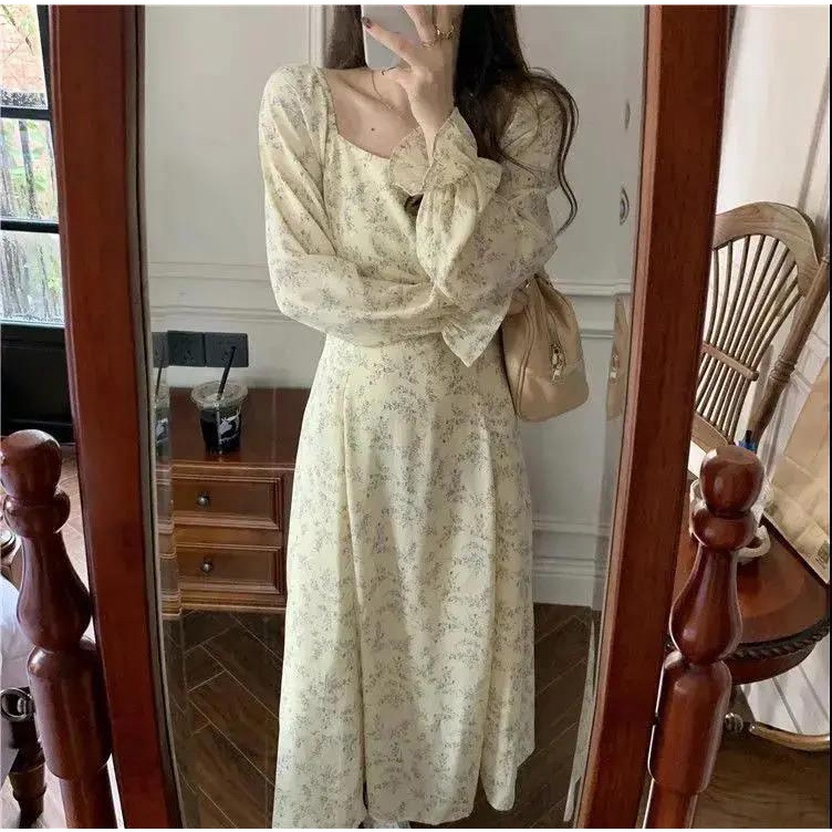 Đầm Hoa Cổ Vuông Thiết Kế Mới Thời Trang Dành Cho Nữ