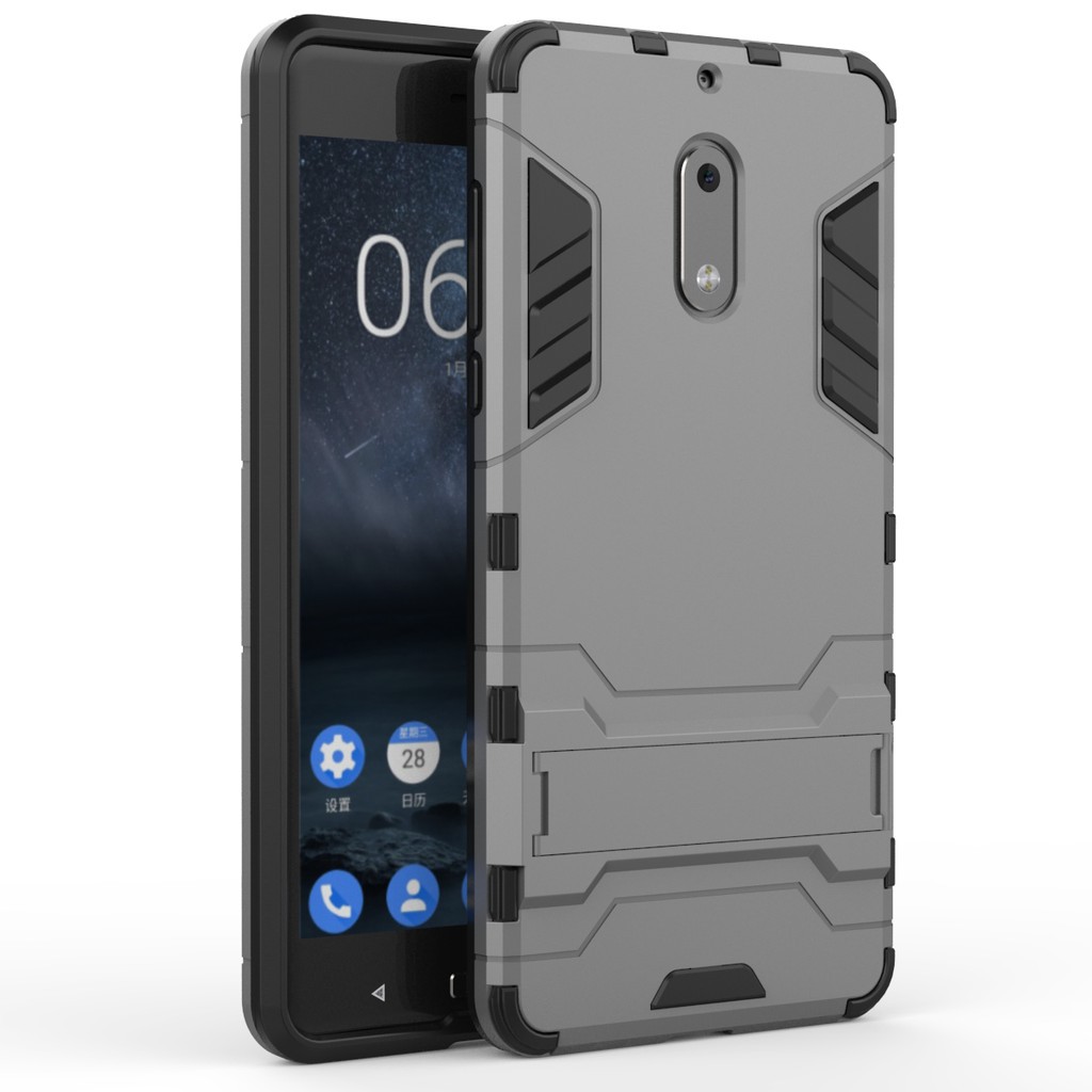 Nokia 6 [2017] Case, 5.5" Hard PVC+Rubber Cover Kickstand