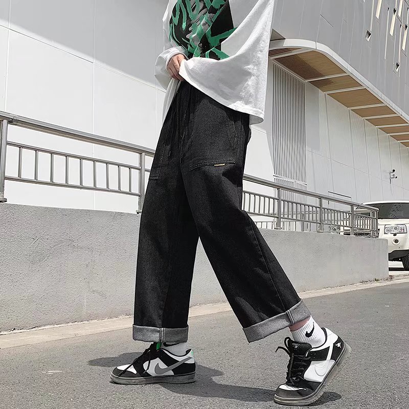 Quần Jeans Dài Ống Rộng Phong Cách Retro Hàn Quốc Dành Cho Nam Giới