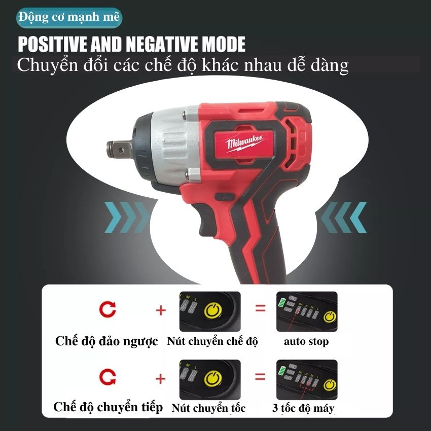 HÓT HÓT!!! Máy Siết Bulong Milwaukee 198V Không Chổi Than Pin 10 cell Lực Siết 400N.m