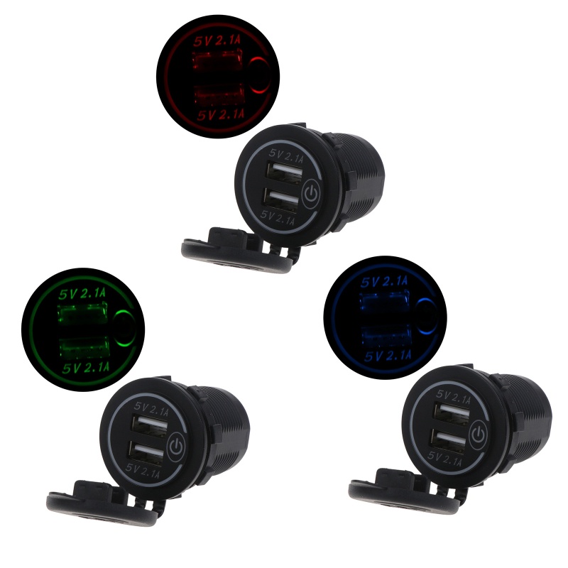 Ổ Cắm Sạc Hai Cổng USB 12V 24V 4 2A Cho Xe Hơi