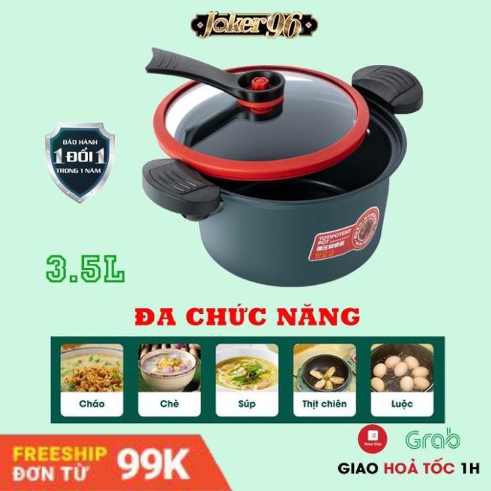 Nồi áp suất, Nồi hầm cháo, Kho cá đa năng mini totipotent pot 3.5L dùng cho mọi loại bếp từ, bếp gas, bếp hồng ngoại