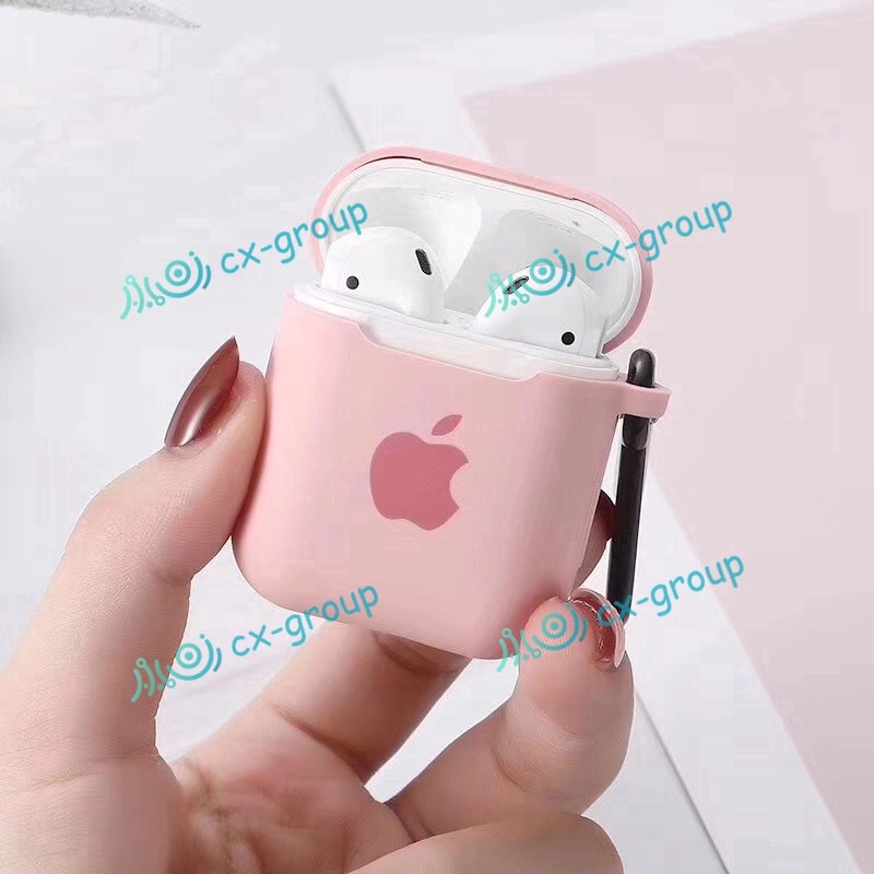 Ốp bảo vệ hộp sạc tai nghe AirPods 1 | 2 bằng silicon có logo Apple