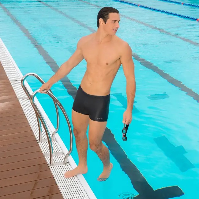 QUẦN bơi nam đi biển, hồ bơi Boxer B-ACTIVE - Xám MIRILIK DECA