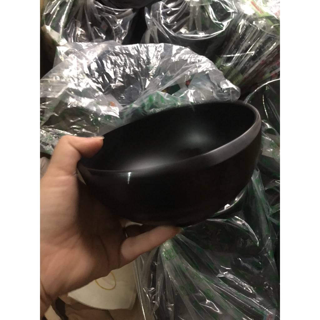 Tô tròn to dày đựng cháo,bún,phở nhựa Melamine nhám đen nhiều Size