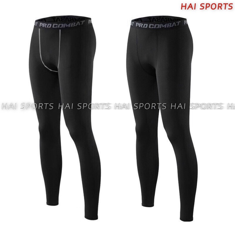 QUẦN GIỮ NHIỆT COMBAT PRO, QUẦN LEGGING TẬP GYM NAM DÁNG DÀI MÀU ĐEN
