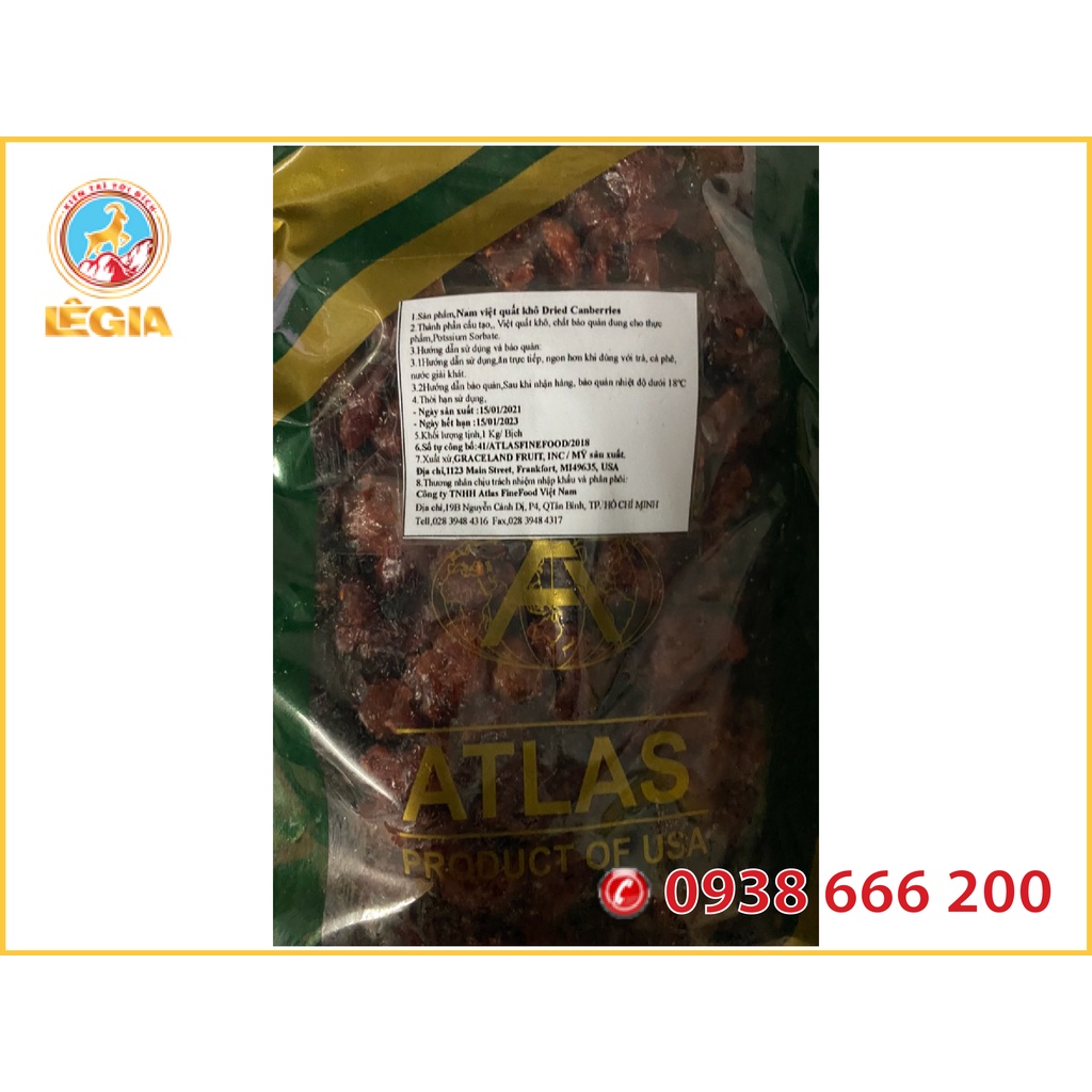 Nam Việt quất khô Dried Cranberries 1KG