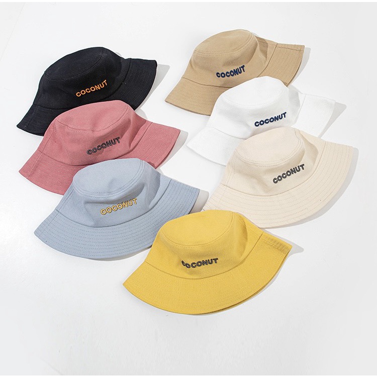 Mũ bucket vành tai cụp thêu chữ coconut nhiều màu Unisex  phù hợp nam nữ