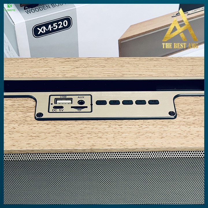 Loa Bluetooth Mini Cầm Tay Di Động XM-520 Chất Liệu Gỗ - Loa Nghe Nhạc Không Dây Xách Tay Âm Thanh Cực Hay