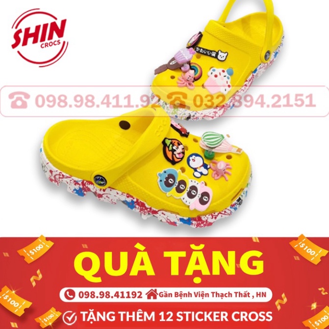 Freeship dép crossFREESHIPdép cross vảy sơn hoa lá vàng chanh SHINCR8IK1 khuyễn mãi thêm 12 sticker cross | Shopee V