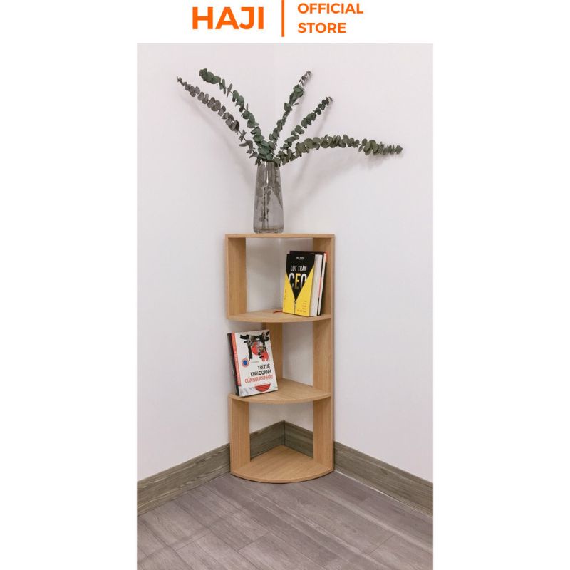 Kệ góc gỗ đa năng HAJI giúp tận dụng không gian góc nhà nhỏ hẹp, Kệ trang trí 3 tầng thiết kế hiện đại thông minh A98