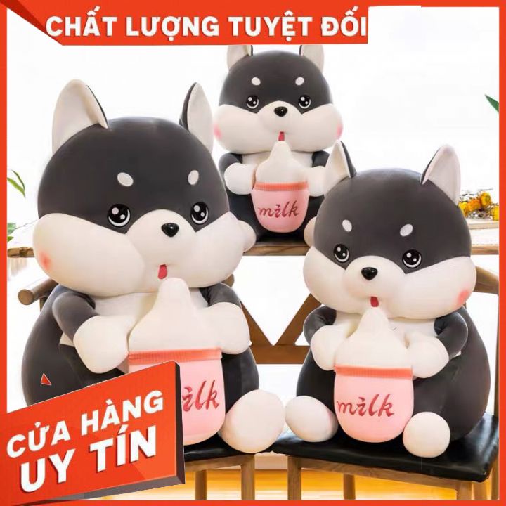 Gấu bông chó ôm bình sữa lợn bú bình mẫu thú nhồi bông siêu hot hit hàng cao cấp