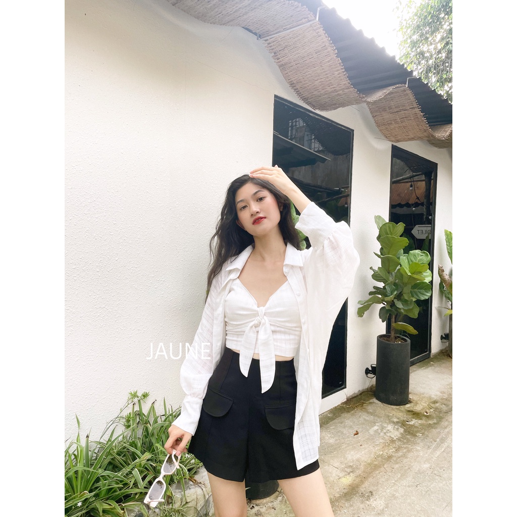 Áo sơ mi khoác ngoài kèm áo hai dây JAUNE- MONNY SET