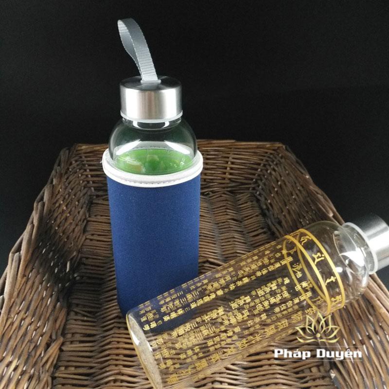 Bình Nước Thuỷ Tinh In “Đại Bi Chú”, Kích Thước 20×6.5cm