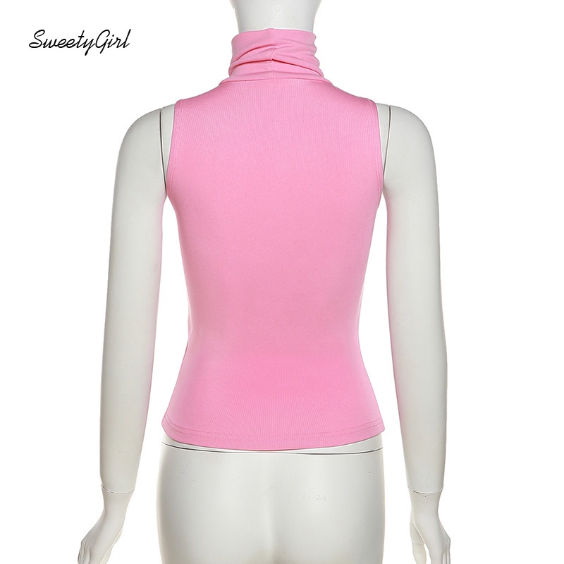 Áo Thun Không Tay Cổ Cao Màu Trơn Thời Trang 2022 Dành Cho Nữ