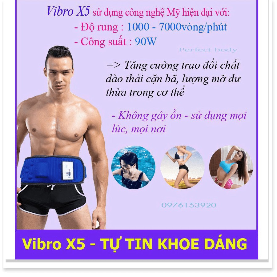 Đai Massage Rung Nóng Tan Mỡ-Giảm Béo Vibor X5 Cao Cấp Chính Hãng-Mỹ, Máy rung nóng tan mỡ giảm béo tại nhà