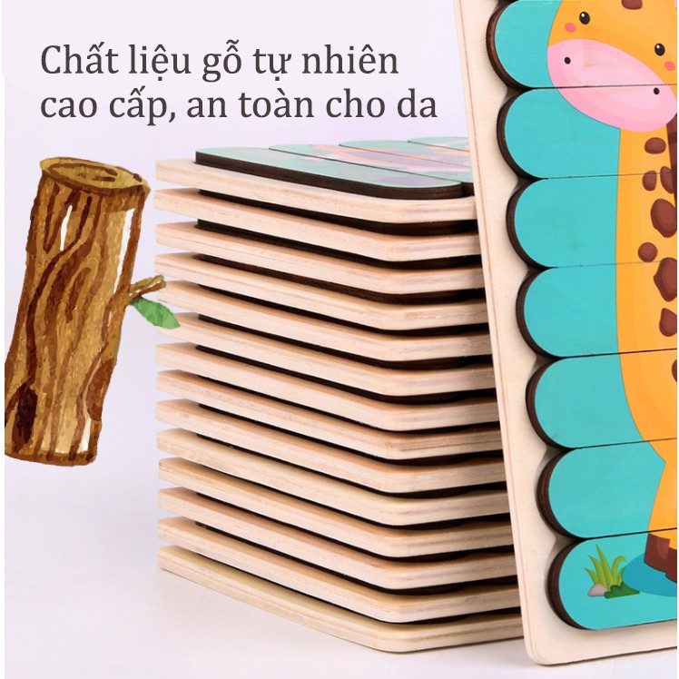 Trò Chơi Ghép Hình Puzzle Bộ Xếp Hình Domino Bằng Gỗ 2 Mặt Mỗi Tranh Xếp Được 2 Hình Khác Nhau