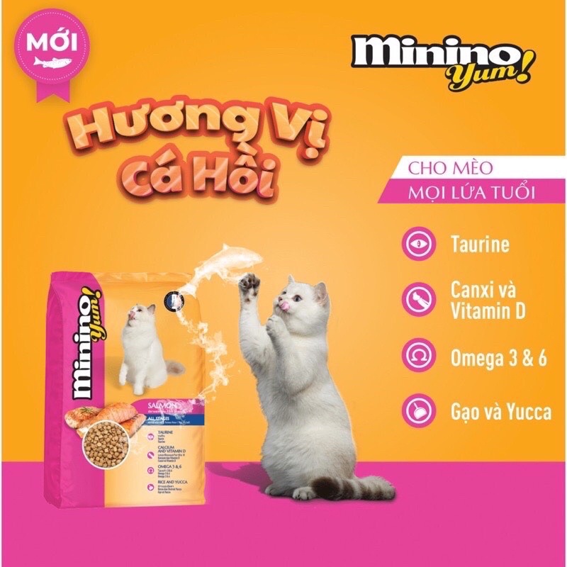 Thức ăn cho mèo hạt khô Minino Yum vị hải sản túi 1.5kg