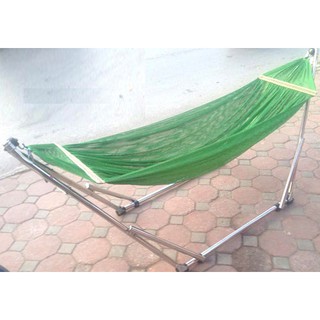 [Sỉ=lẻ] Võng xếp Sài Gòn Hoàng Anh Inox 100% - Cỡ lớn (Kèm lưới võng + gối)