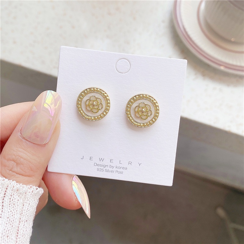 Bông tai nữ hình hoa sơn trà tinh tế phong cách retro cổ điển sang trọng