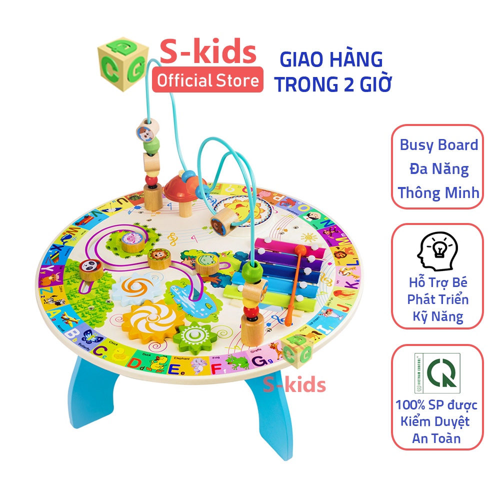 Busy Board Bảng Bận Rộn bằng gỗ, Đồ Chơi Cho Bé 1 Tuổi phát triển kỹ năng S-Kids